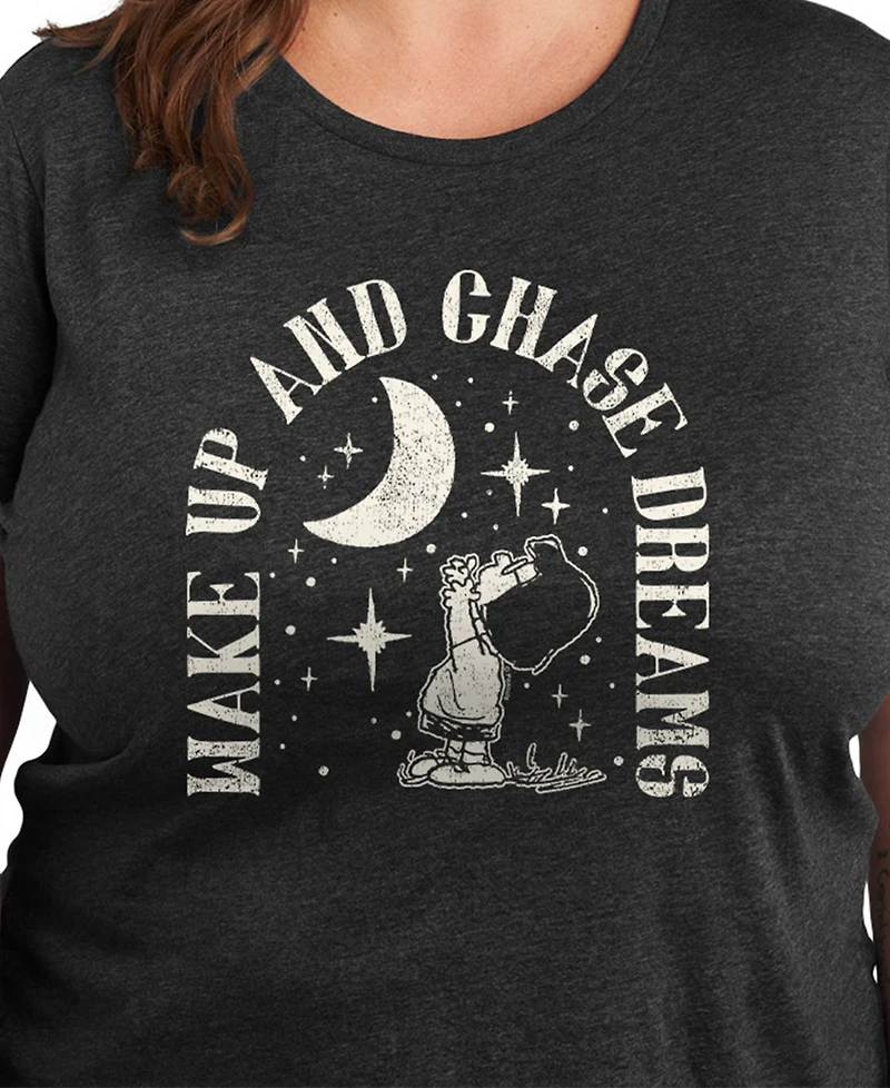 Hybrid Apparel Plus Peanuts Wake Up and Chase Dreams Graphic T-Shirt