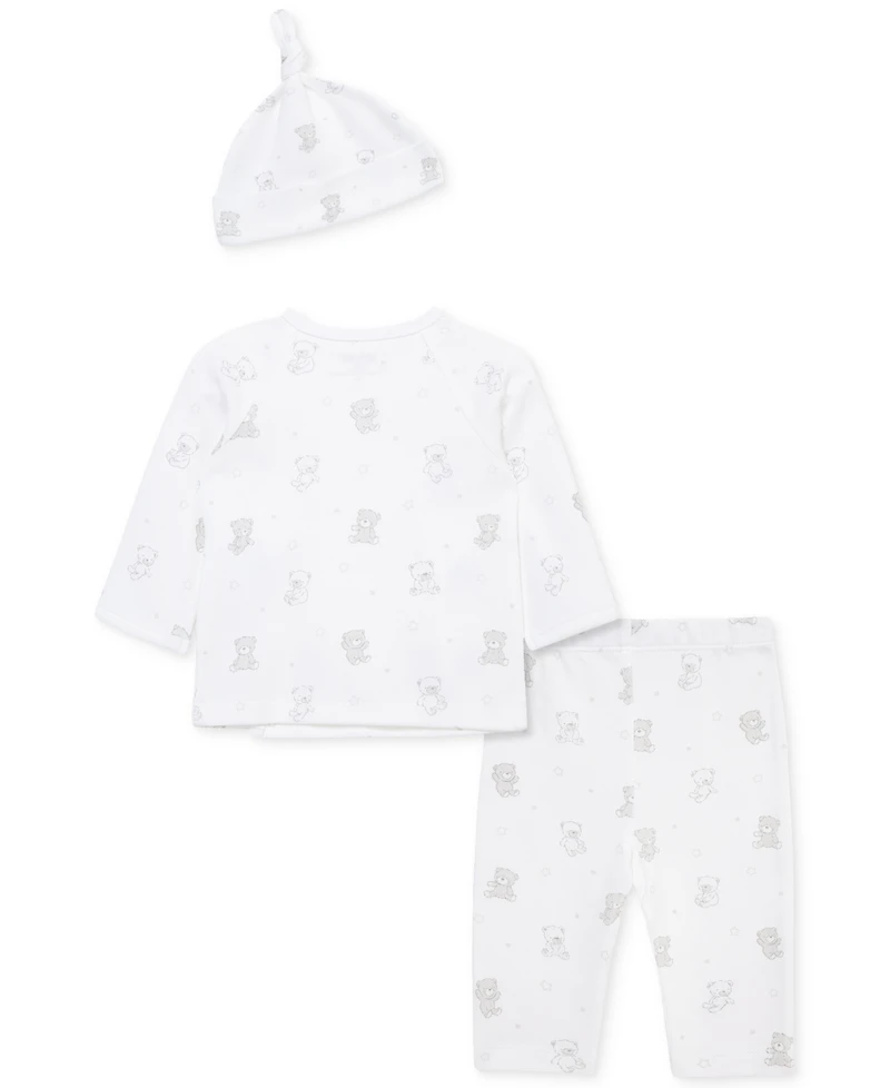 Little Me Baby Boys Bears Cotton Hat, Top & Pants Set