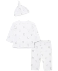 Little Me Baby Boys Bears Cotton Hat, Top & Pants Set