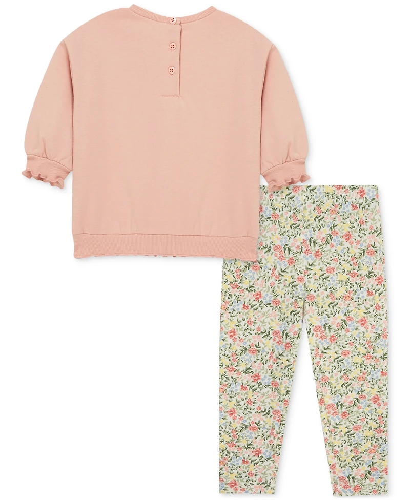 Little Me Baby Girls Heart Sweatshirt & Leggings, 2 Piece Set