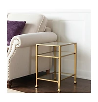 Stylish Rectangular End Table with Two Shelves for Home or Office Use