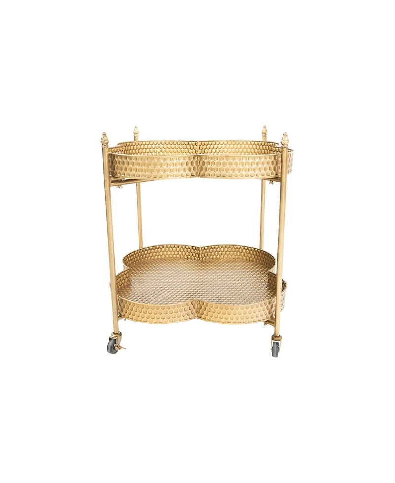 Creative Co-op 24.7" Metal Vintage 2-Tier Hammered Bar Cart