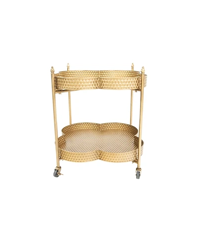 Creative Co-op 24.7" Metal Vintage 2-Tier Hammered Bar Cart