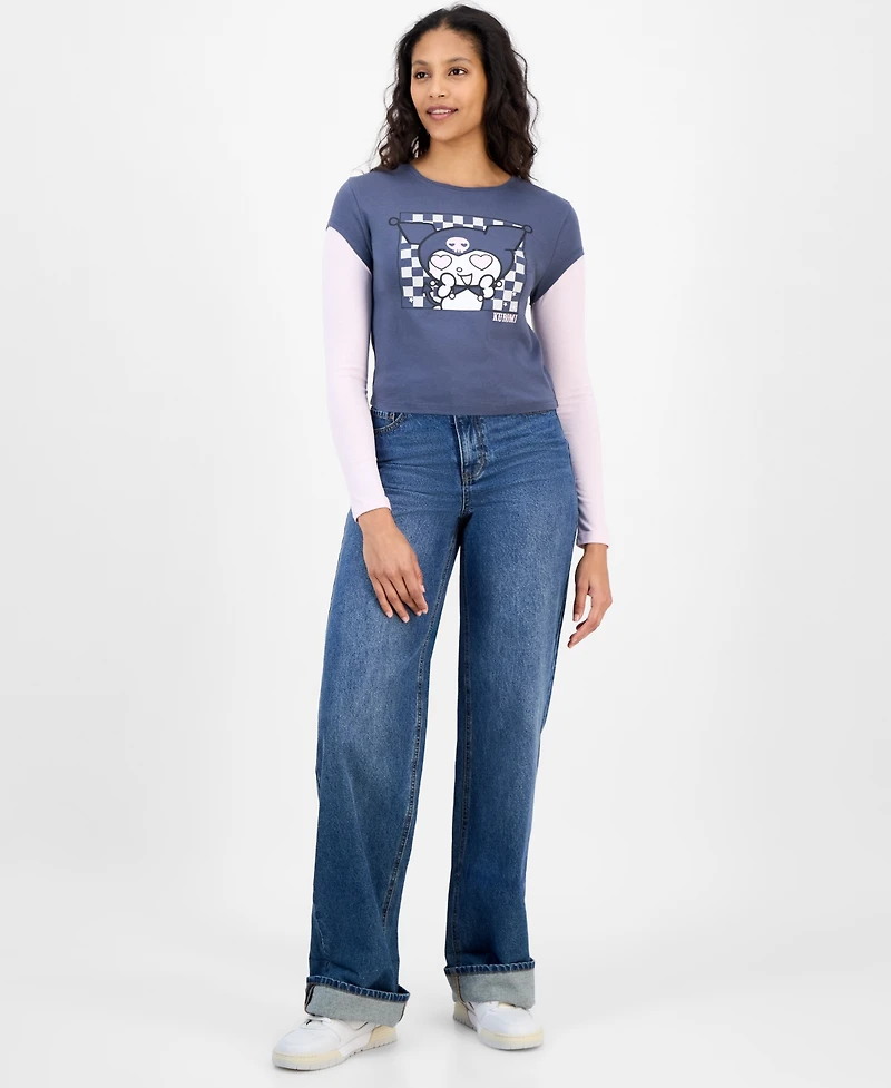 Grayson Threads, The Label Juniors' Kuromi Long Sleeve Layered Tee