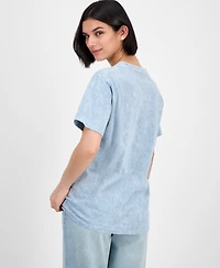 Rebellious One Juniors' Eiffel Tower Mineral Wash Boyfriend T-Shirt