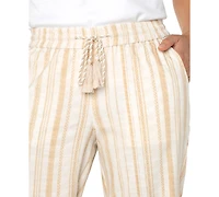 Liverpool Los Angeles Women's Striped Drawstring-Waist Wide Leg Pants