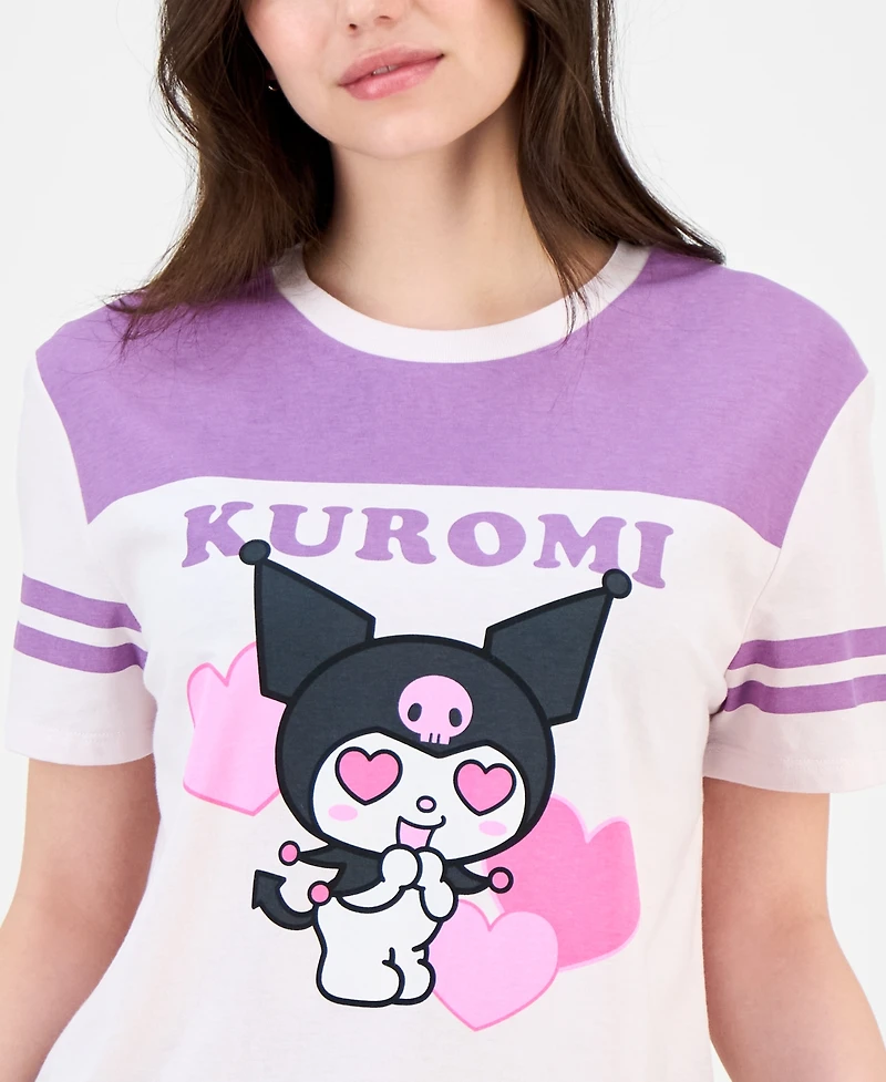 Love Tribe Juniors' Kuromi Crewneck Football T-Shirt
