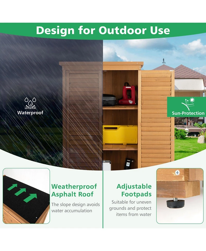 Outdoor Wooden Garden Tool Storage Cabinet