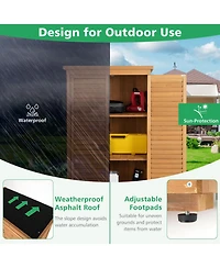 Outdoor Wooden Garden Tool Storage Cabinet