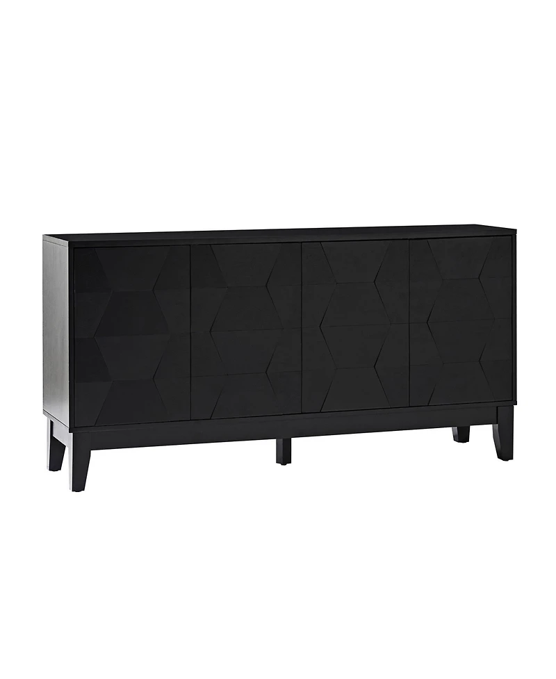 Silakan 60" 4-Doors Sideboard with Solid Wood Legs