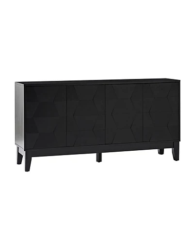 Silakan 60" 4-Doors Sideboard with Solid Wood Legs