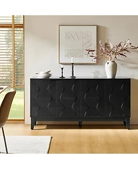 Silakan 60" 4-Doors Sideboard with Solid Wood Legs