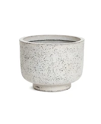 LuxenHome Rustic White with Gray 11.2-Inch Tall Round MgO Planter