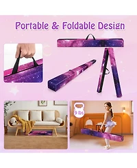7 Feet Folding Portable Floor Balance Beam with Handles for Gymnasts