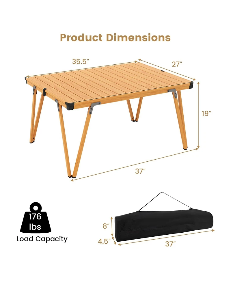 Folding Camping Table Picnic with Storage Bag and Waterproof Desktop