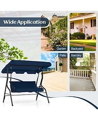 3 Seat Outdoor Patio Canopy Swing with Cushioned Steel Frame