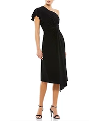 Mac Duggal Women's One Shoulder Midi Length Jersey Dress