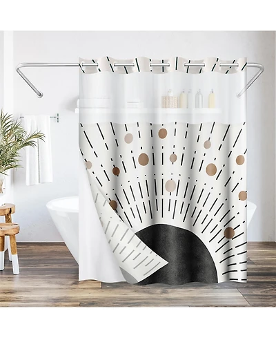 Americanflat 72x75 Hookless Shower Curtain - Abstract Black Bronze Shower Curtain with Sheer Panel, Snap-In Liner, and Grommets - 100% Polyester