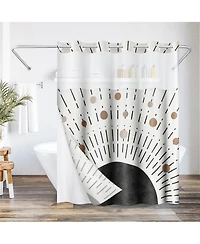 Americanflat 72x75 Hookless Shower Curtain - Abstract Black Bronze Shower Curtain with Sheer Panel, Snap-In Liner, and Grommets - 100% Polyester