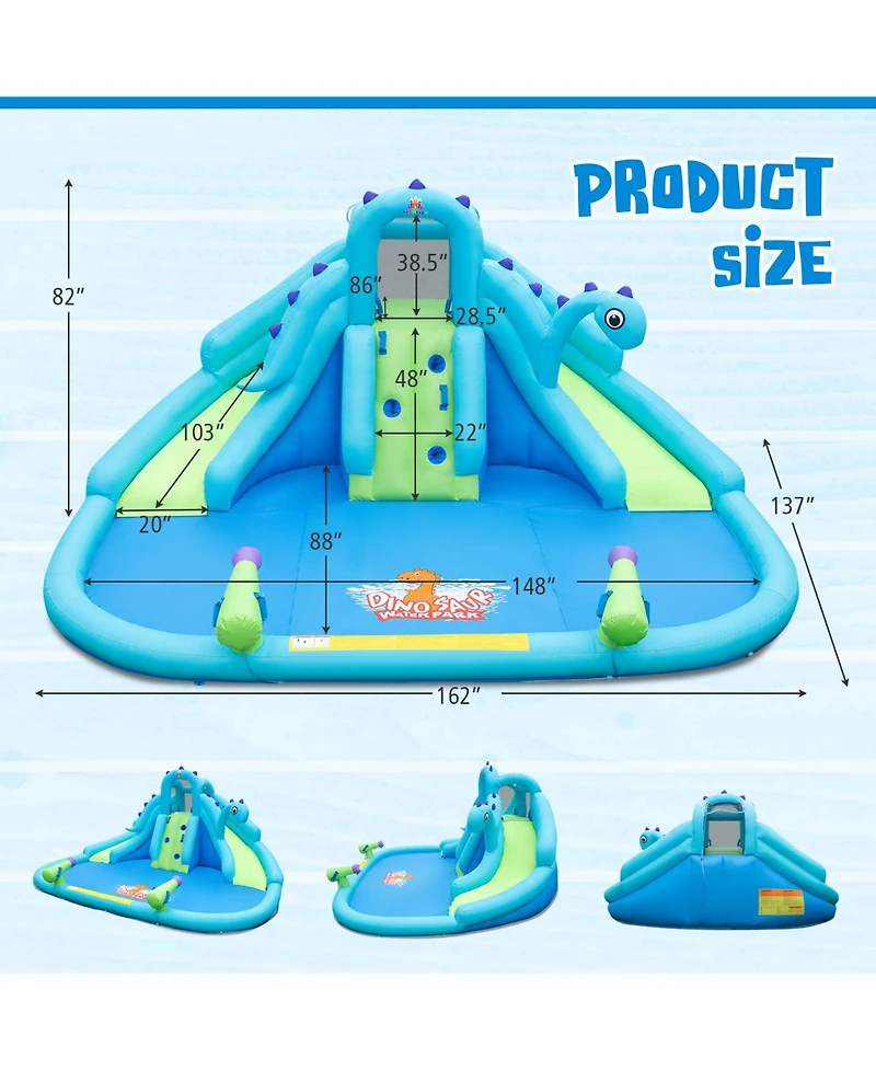 Inflatable Water Slide with Dual Slides and Large Splash Pool (Without Blower)