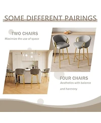 Set of 2 Modern 30 Inch Swivel Bar Stools with Upholstered Seats and Metal Legs Stylish Counter Height Chairs for Kitchen Dining or Home Bar-The Pop H