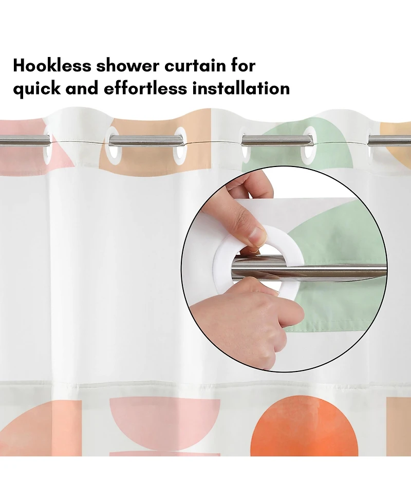 Americanflat 72x75 Hookless Shower Curtain - Abstract Shower Curtain with Sheer Panel, Snap-In Liner, and Grommets