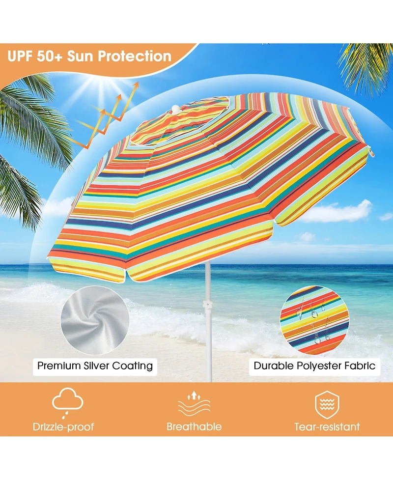 Gymax 6.5 Ft Patio Portable Beach Adjustable Umbrella