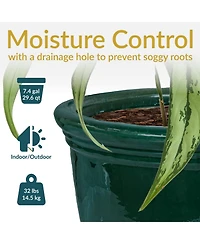 Studio Outdoor/Indoor Uv- and Frost-Resistant Ceramic Flower Pot Planter with Drainage Holes