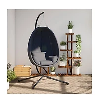 Hanging Egg Chair with Stand Anthracite Fabric and Steel