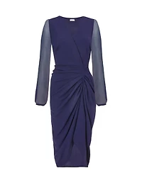 Quiz Women's Scuba Crepe Front Wrap Chiffon Sleeve Midi Dress