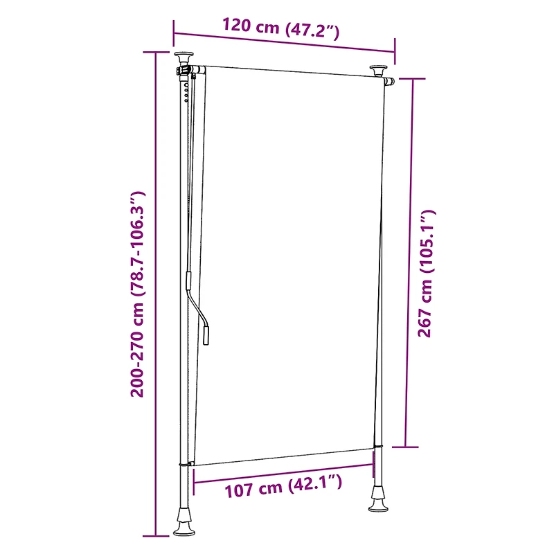 Outdoor Roller Blind Orange and White 47.2"x106.3" Fabric&Steel