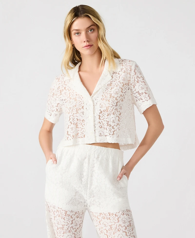 Steve Madden Women's Sandra Lace Button-Front Shirt