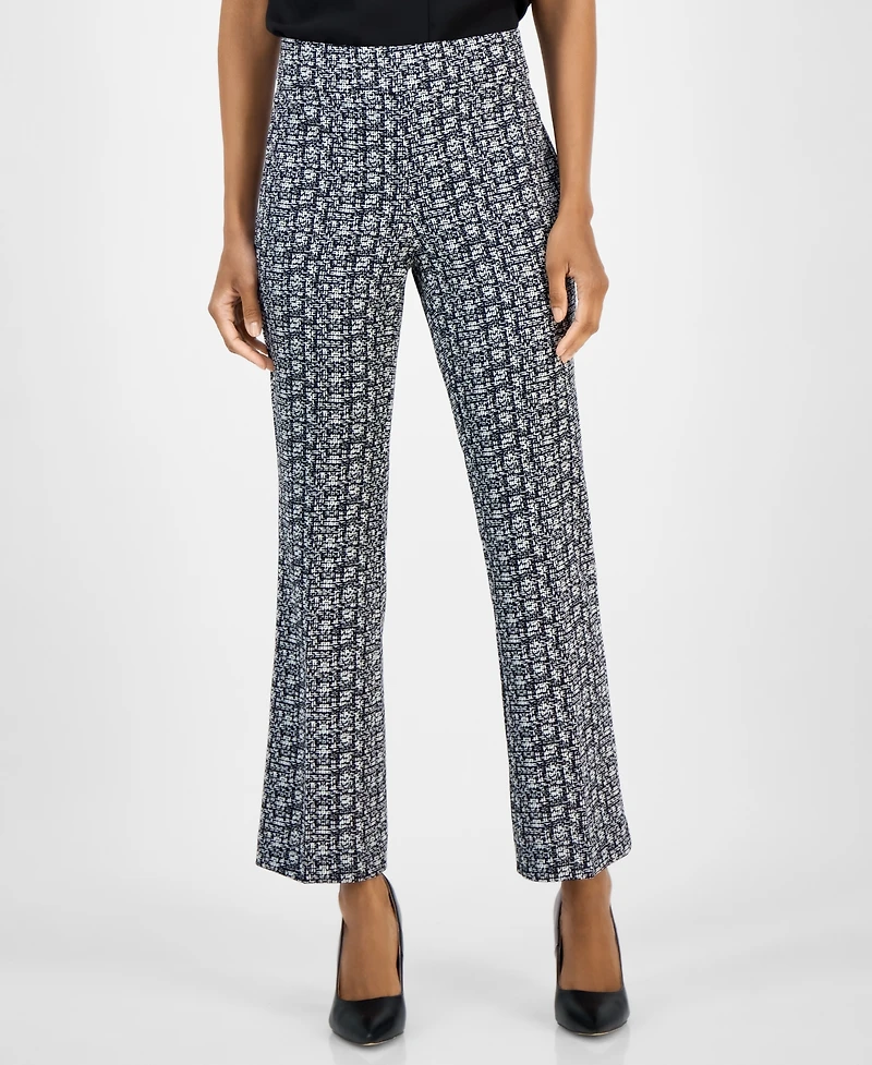 Ak Anne Klein Women's Printed Cool Crepe Pull-On Pants