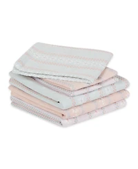 Design Imports Assorted Daisy Dobby Cotton Dishtowel and Dishcloth, Set of 6
