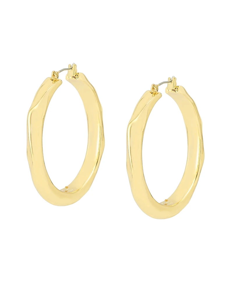 Robert Lee Morris Soho Gold Thin Textured Hoop Earrings