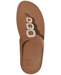 FitFlop Women's Fino Crystal Chain Leather Toe-Post Sandals