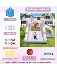Kids Bounce House with Slide and 2 Boxing Columns Bouncy Castle for Party without Blower