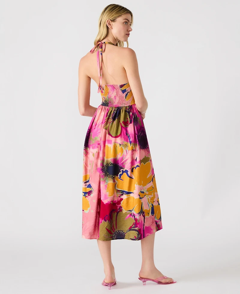 Steve Madden Women's Piper Printed Halter Sleeveless Midi Dress