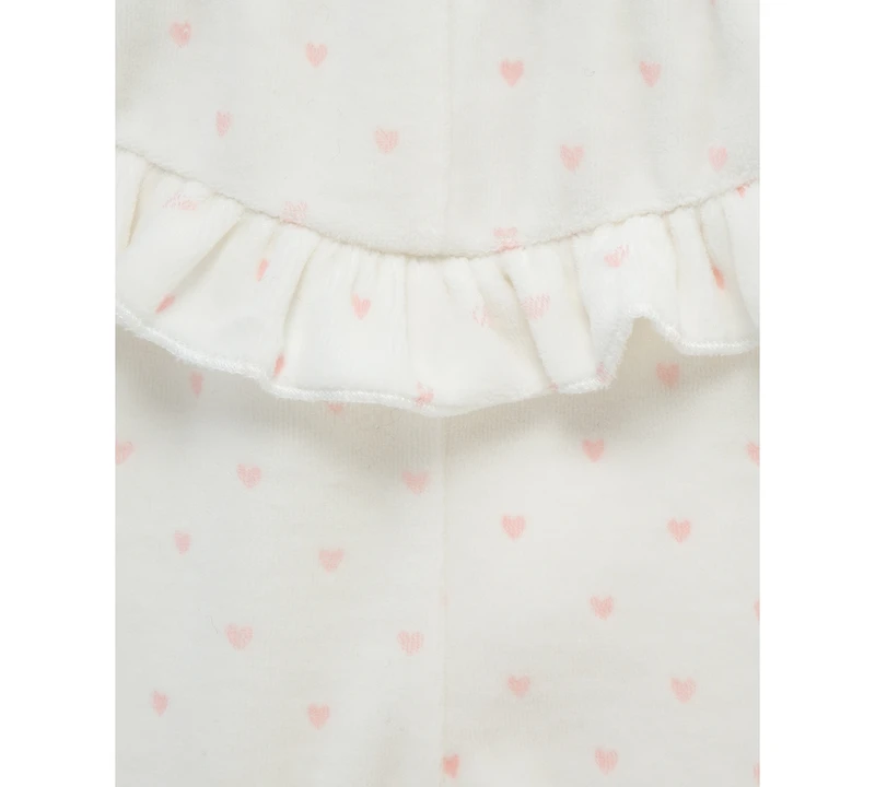 Little Me Baby Girls Sweet Bear Velour Top & Jogger Pants, 2 Piece Set
