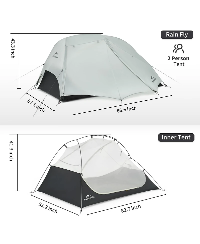 Naturehike Star River Ul 2 Person Backpacking Tent, Double Layer Waterproof Two Lightweight Cycling Tent