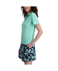 Stella Parker Women's Side Ruched Y-neck Short Sleeve Polo