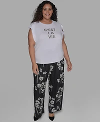 Karl Lagerfeld Paris Plus C'est La Vie Extended-Shoulder Top
