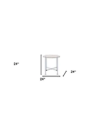 Contemporary Round End Table – Manufactured Wood and Metal Design