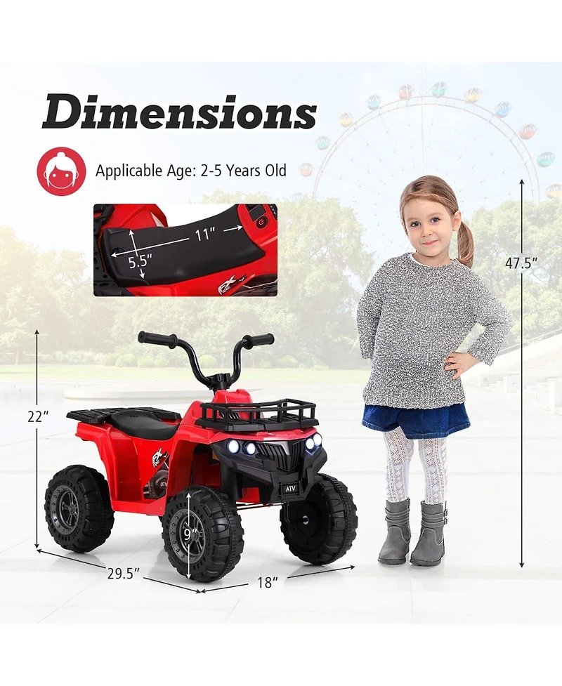 6V Kids Ride On Electric Atv with Led Headlights and MP3 Player