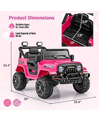12V Kids Ride on Truck Car with Remote Control Threaded Wheels and 3 Speeds