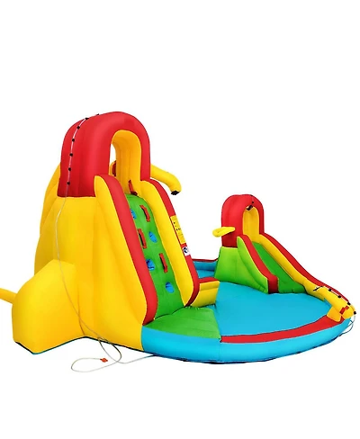 Kid's Inflatable Water Slide Bounce House with Climbing Wall and Pool Without Blower