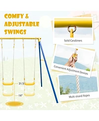 Metal Swing Set for Backyard with 2 Swing Seats and 2 Glider Seats