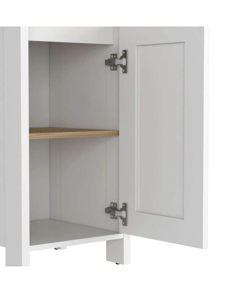 Depot E-shop New Haven Linen Single Door Cabinet, Two Interior Shelves, Two Open Shelves