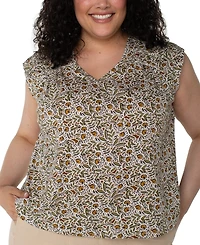 Liverpool Los Angeles Plus Short-Sleeve Tie-Back Top