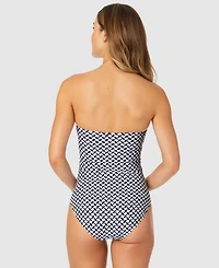 Anne Cole Women's Abstract Dot Twist-Front Bandeau One-Piece Swimsuit